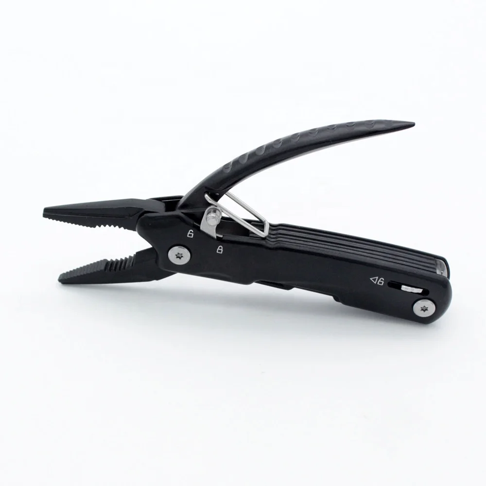 Black Aluminium Handle 9 in 1 Pocket Multi Tool Combination Pliers With Secure Locking
