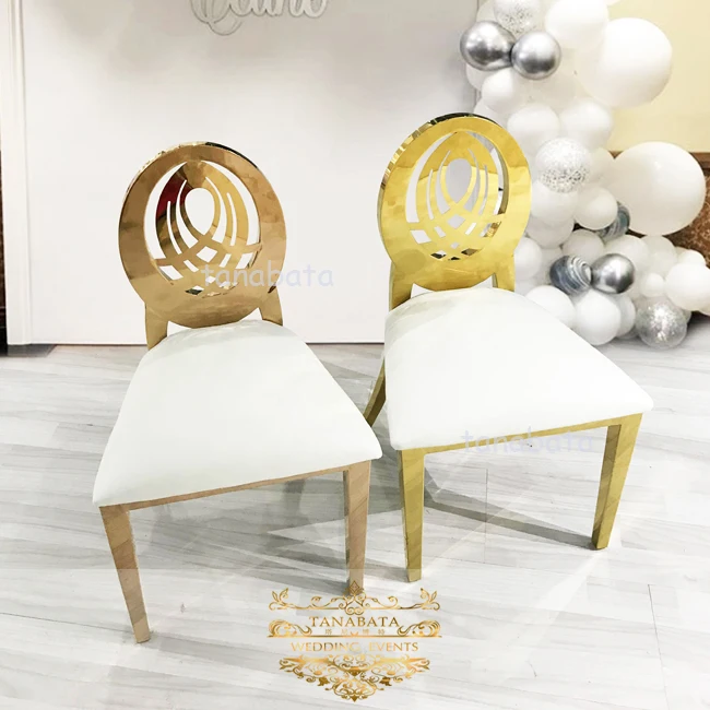 luxury oval back royal gold stainless steel metal kids wedding chair