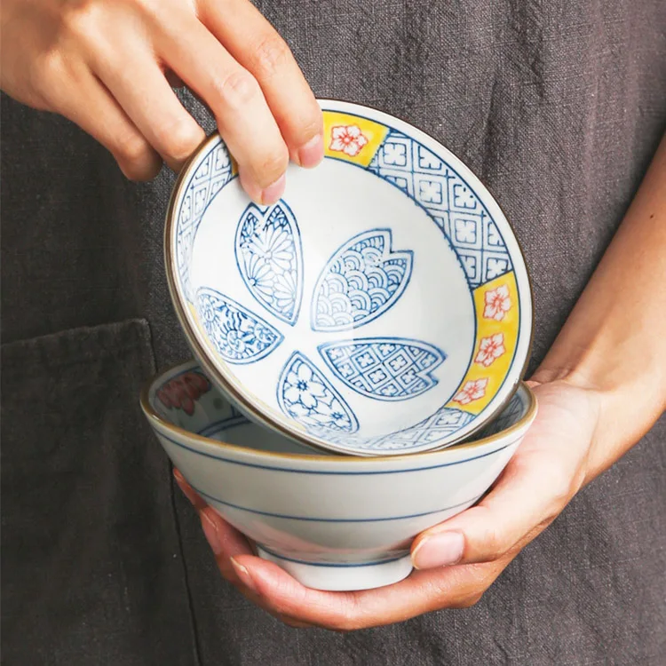 Japanese Round Ceramic Restaurant Soup Mixing Serving Bowl Travel Bowls Durable