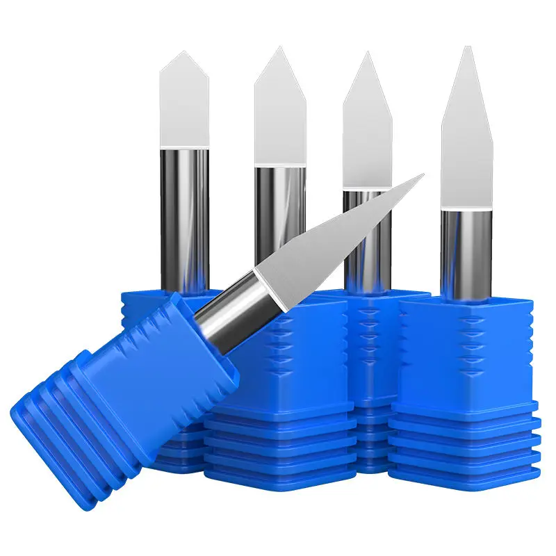 HUHAO 3.175mm Colorful  coated single edge aluminum milling cutter profile composite cutting engraving machine bit