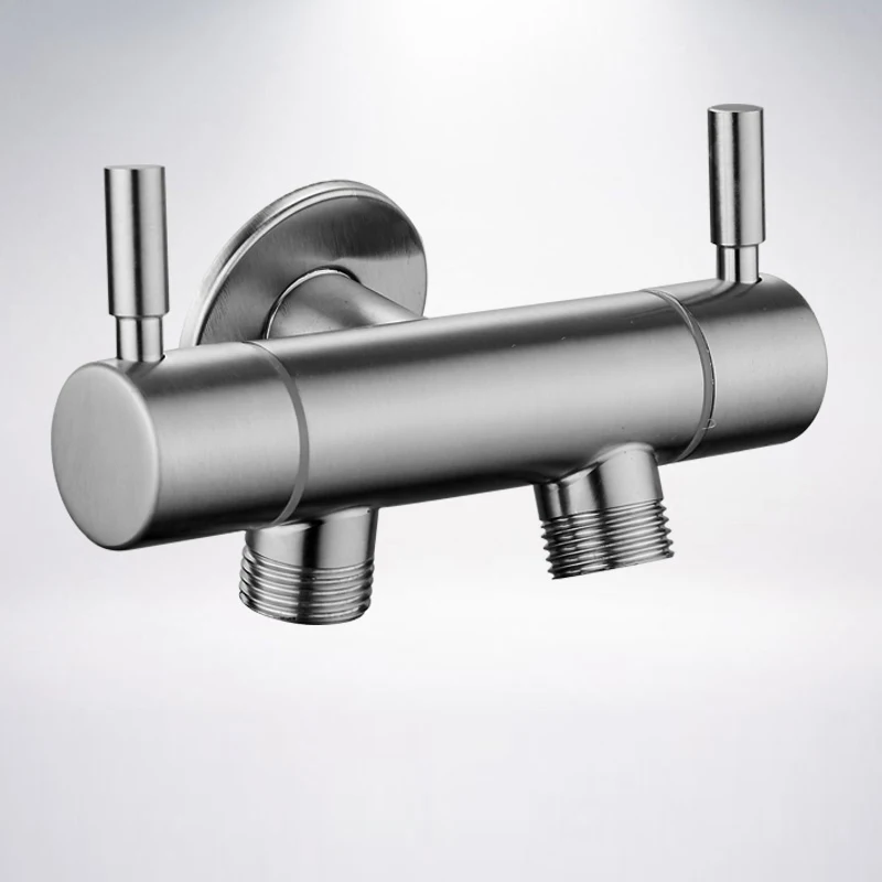 1/2 Inch Wall Mounted Stainless Steel 304 Double Outlet Angle Valve For Bathroom