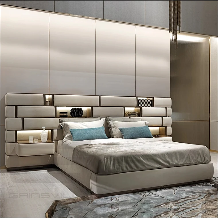 luxury italian bedroom set furniture king size modern italian latest double bed designer furniture set leather luxury bed