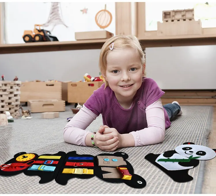 Montessori Toys Felt Educational Toy Toddlers Felt Kids Busy Board Learn To Dress Basic Skills