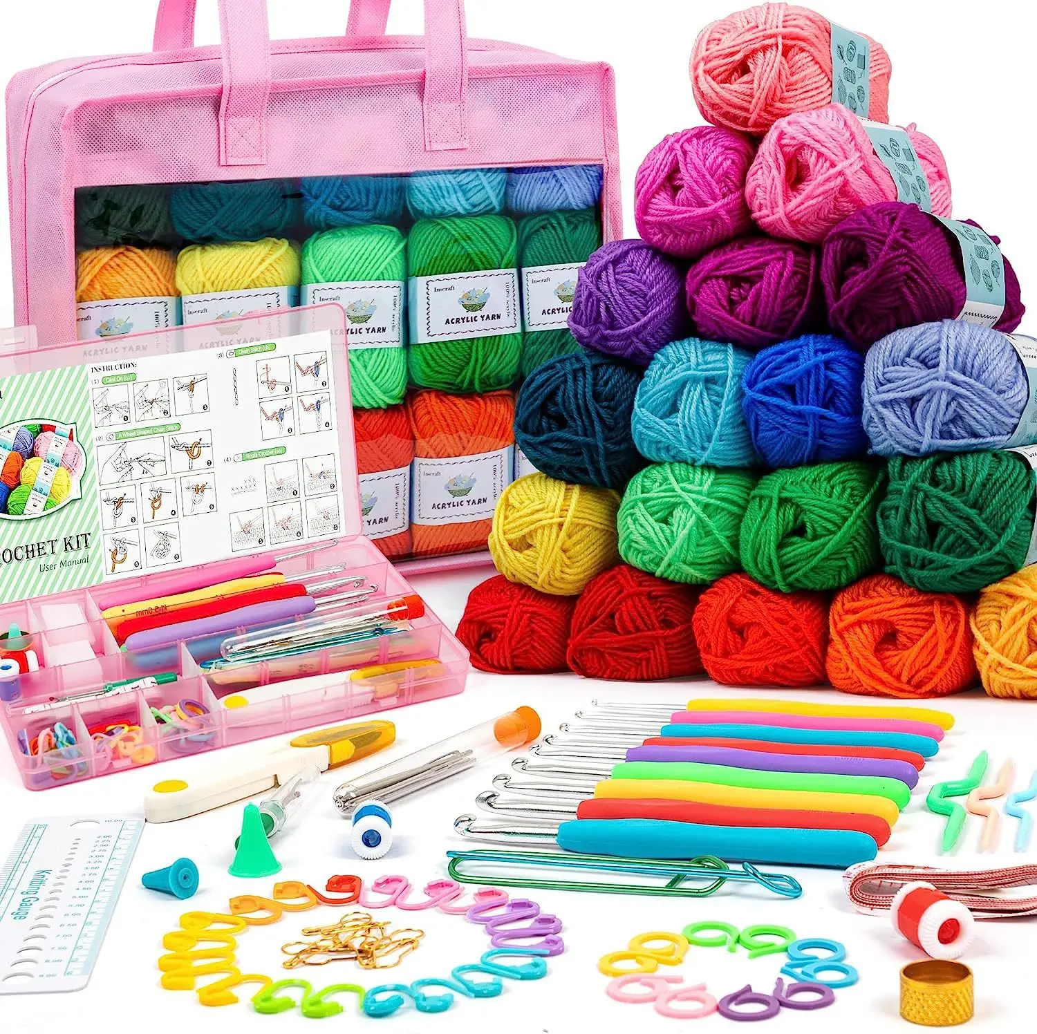 Crochet Hook Kit Storage Bag Weaving Knitting Needles Set Diy Arts Craft Accessories Crochet Supplies