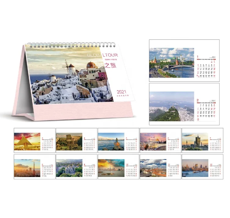 hot selling 2021 stand up desk calendar with advertisement printing