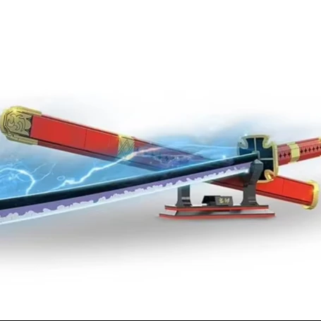 Three generations of Kitetsu sword building block model, Tatsu Yamashiro scabbard and bracket, Cosplay anime samurai sword.