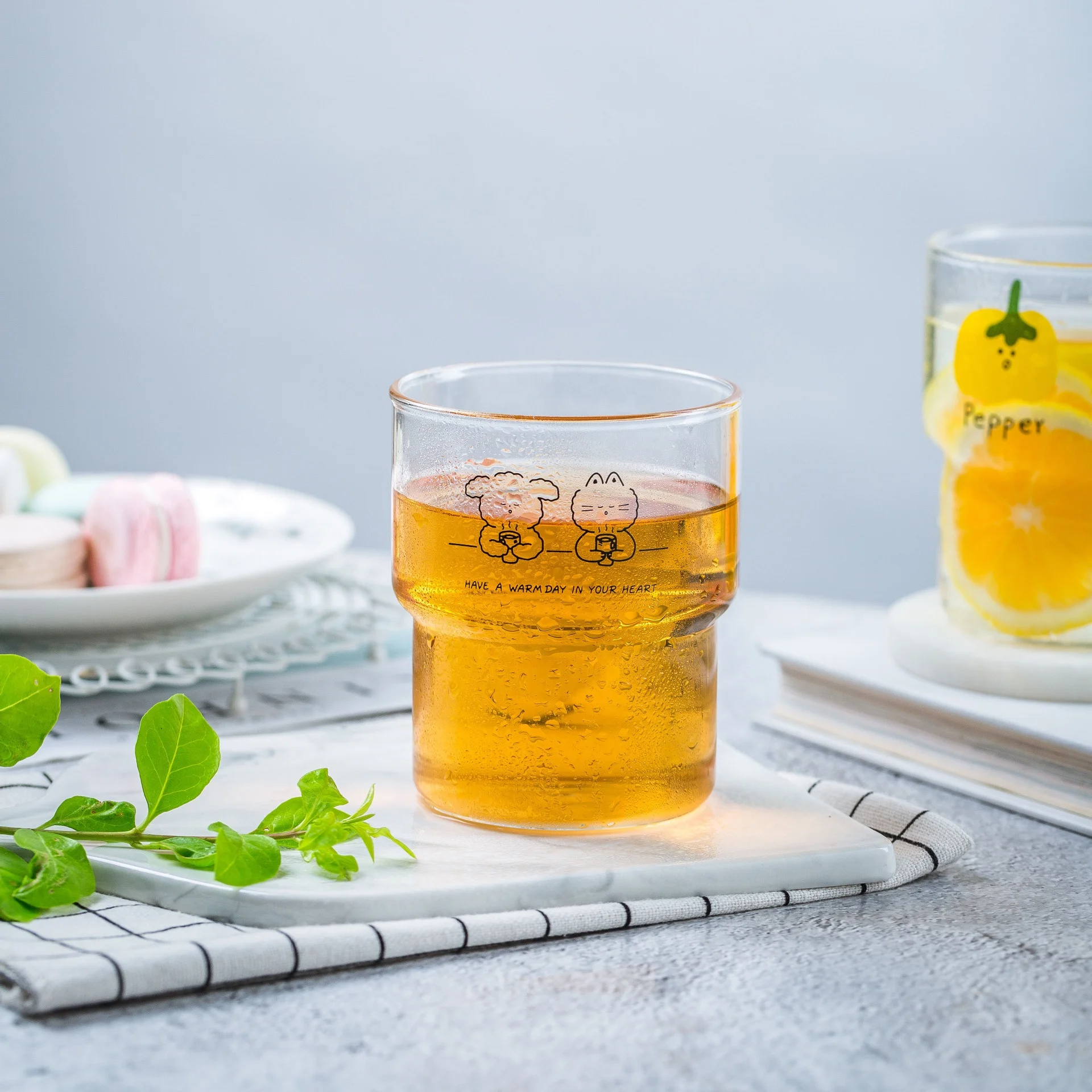 Cartoon Cute Glass Milk Coffee Mug Wholesale Water Beverage Juice Breakfast Ice Cream Cup for Office Home