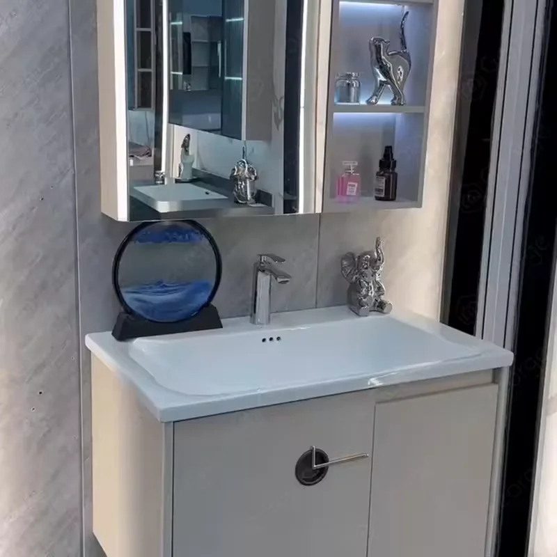 Modern Modular Kitchen Cabinet Set with High Gloss MDF Panels and Stainless Steel Hardware Bathroom Cabinets