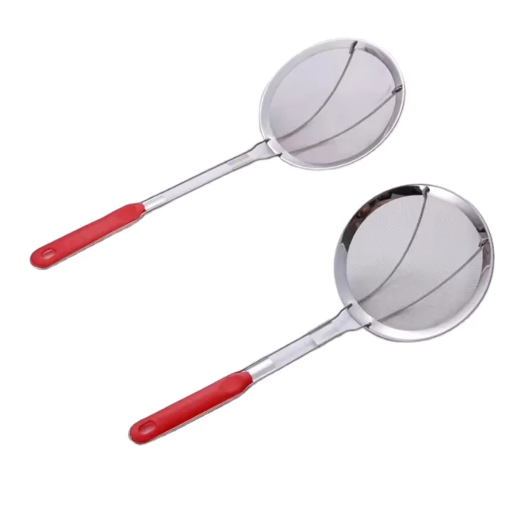 Wholesale custom Thai style stainless steel kitchen accessories tool colanders wire strainers skimmers with anti-scale handle