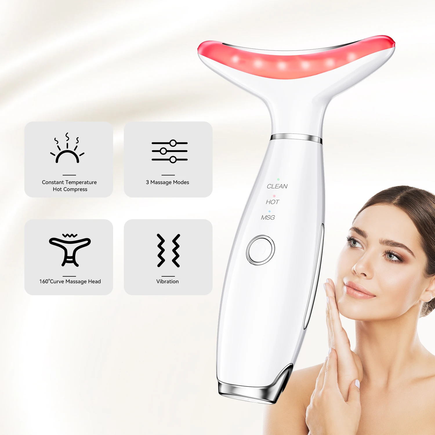 Red Light Therapy for Face and Neck Red Light Therapy Wand for Wrinkles Removal Led Light Face Neck Massager for Skin Care