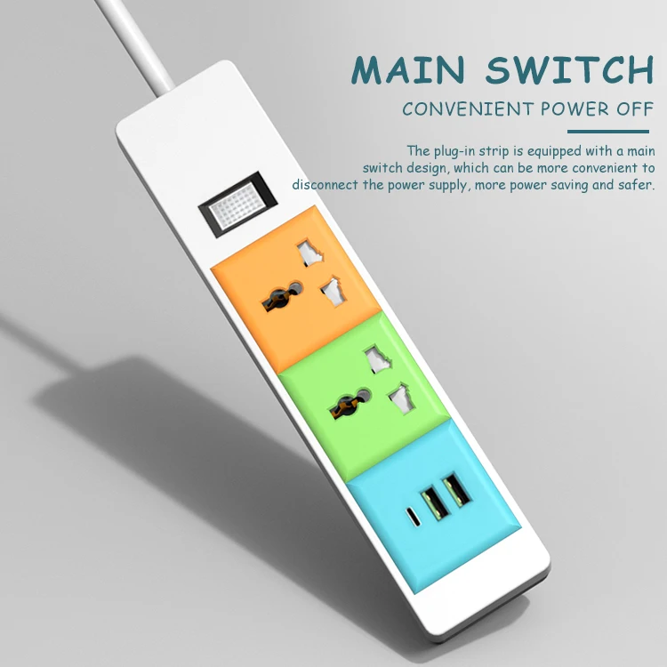 Factory wholesale 2 way power plug extension board with USB c port electric socket extension tabletop Power Strip