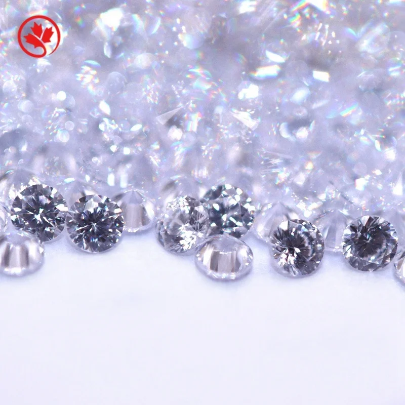 Redleaf wholesale 3A white color round zircon 0.8mm-2mm loose gemstones small synthetic cubic zirconia