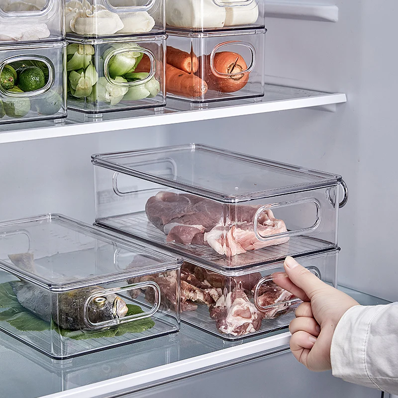Fridge Organizer Stackable Refrigerator Organizer Bins Refrigerator Fresh Food Storage with Lids