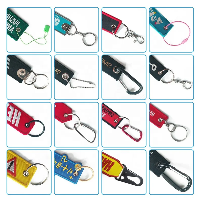 Personalized Embroidered Garment Custom Text Letter Logo Embroidery Fabric Key Tag For Airline