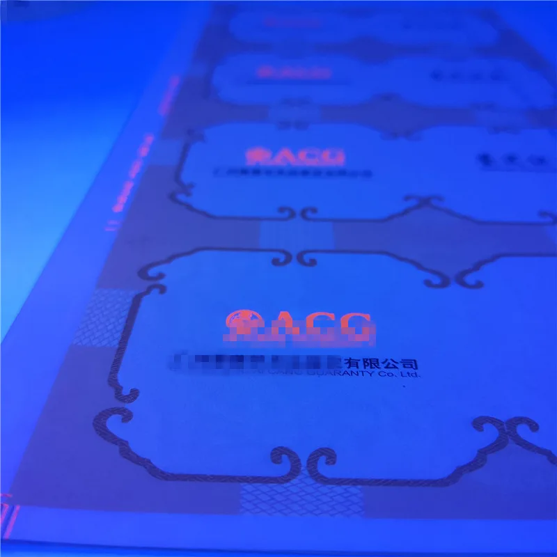 Customized fluorescent temperature change special ink fiber security paper certificate