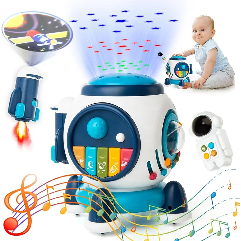 Baby Development Sensory Projection Flashlight Light up Music Crawling Toy Infants Baby Musical Toys for Toddlers
