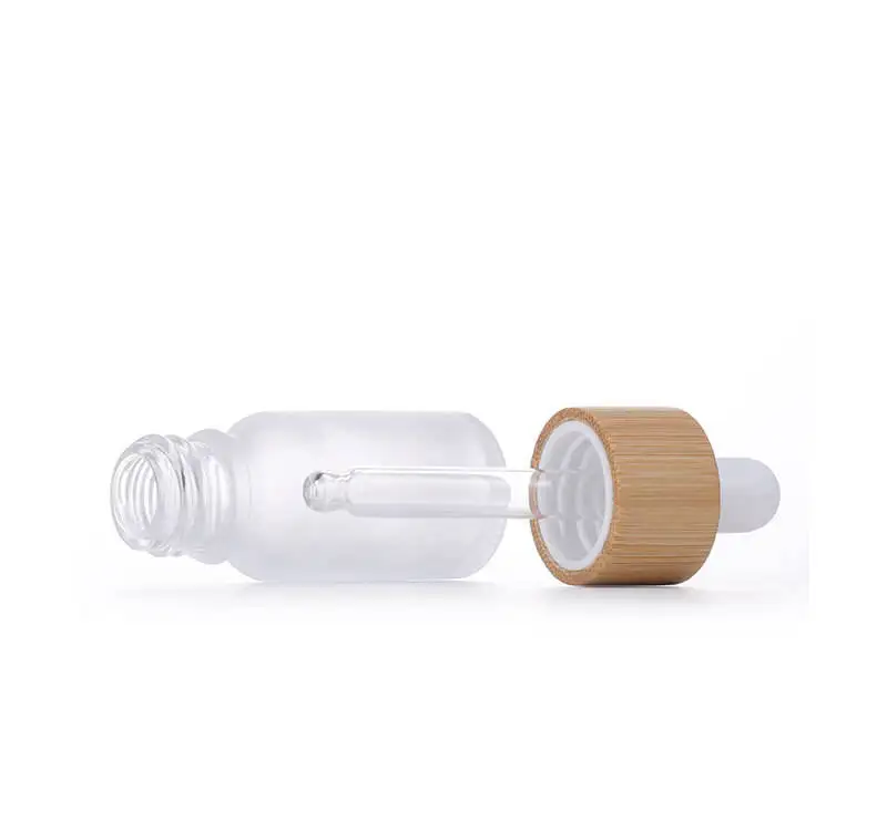 Bamboo dropper bottle 5-100ml transparent frosting fine oil bottle essence liquid raw liquid glass bottle