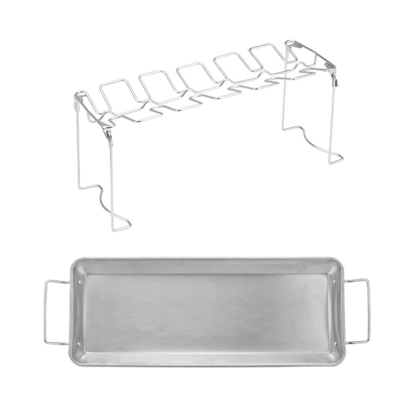 Oven Accessories Stainless Steel Chicken Leg & Wing Grill Rack With Metal Drip Tray Grill Chicken Wings Roaster