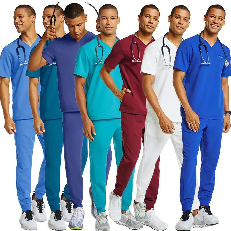 Nursing Scrubs Uniforms Stylish Sets Men Navy Blue Scrub Sets Plus Size Hospital Uniform for Men