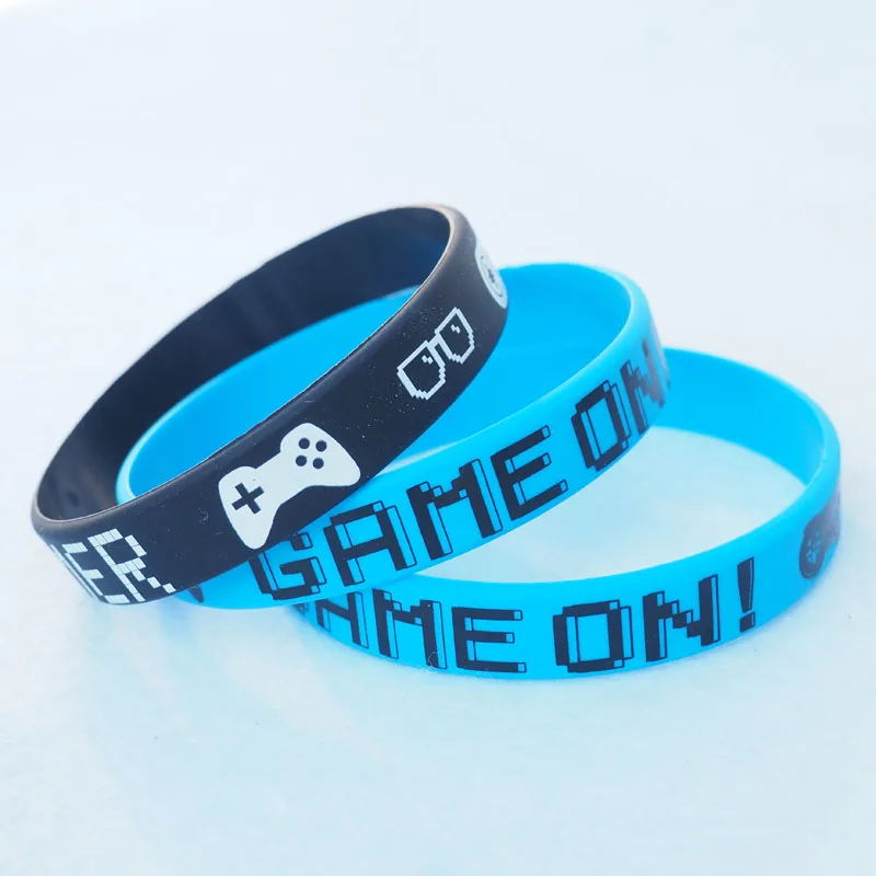 Free Sample Silk Screen Printed  Customize Logo Silicone Bracelet Rubber Wristband, Hot Sale Game Player Wrist Bands Silicone
