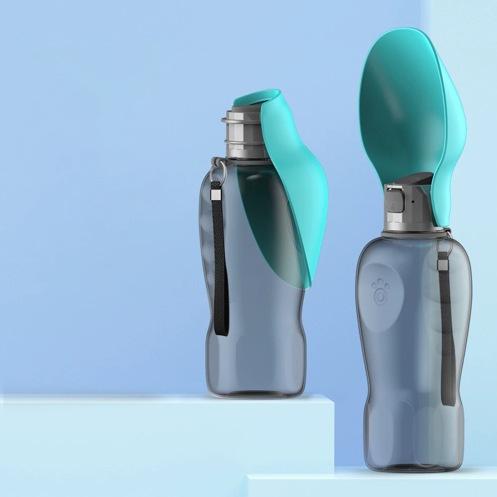 Small Cross Border Pet Bowl Outdoor Dog Water Bottle Feeder Quadrate PP Plastic with Silica Gel for Small Animals Packed in Bag