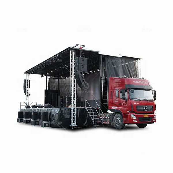 High Quality Event Mobile Chorus Stage Trailer Outdoor Roof Truss Structure Mobile Stage Trailer Aluminium Truss Base Plate