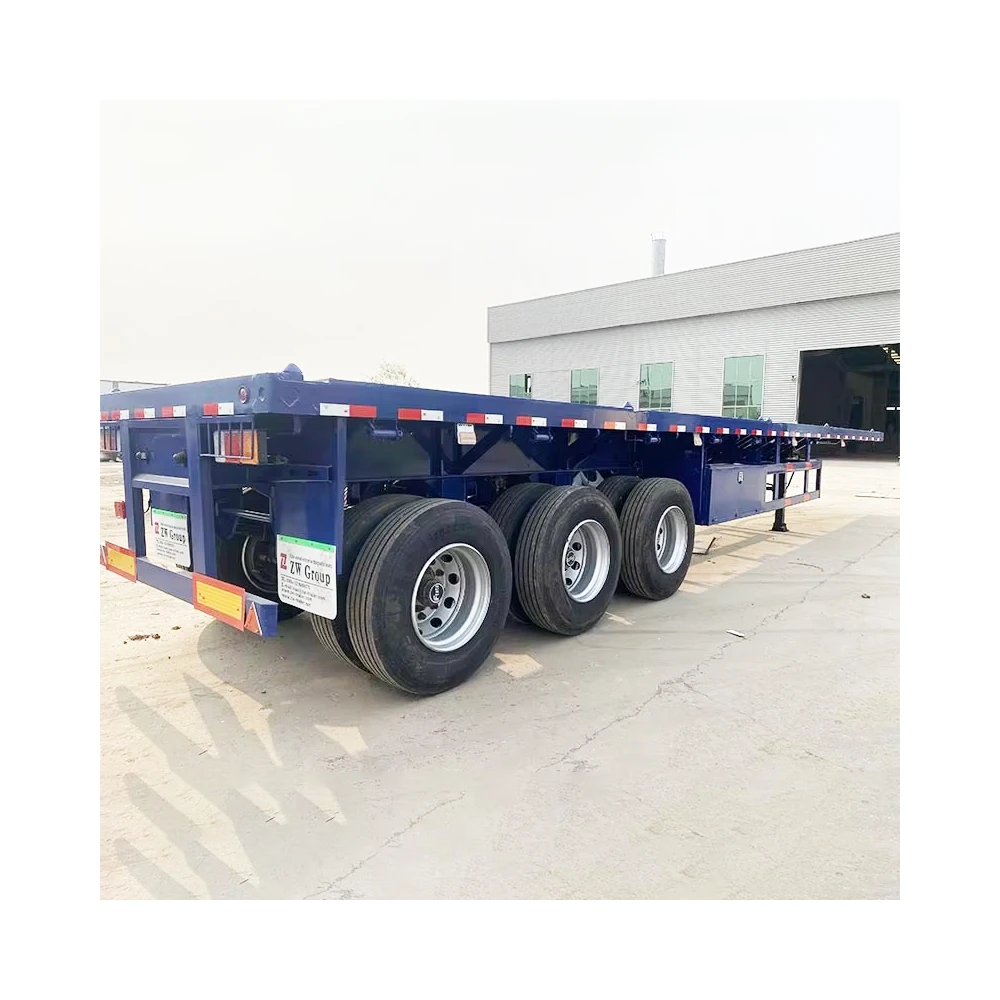 40 Feet Flatbed Truck Trailer 50t Container Flat Bed 4-axle Semi for Sale