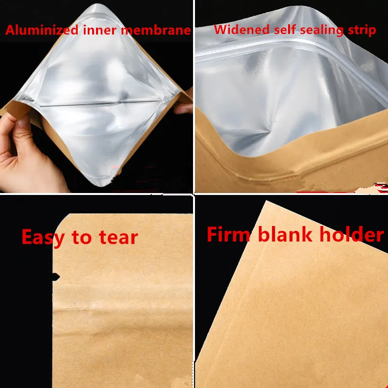 Custom Printed Kraft Brown White Paper Packing Bag Smell Proof Stand Up Coffee Bags Ziplock Pouch Paper Packaging
