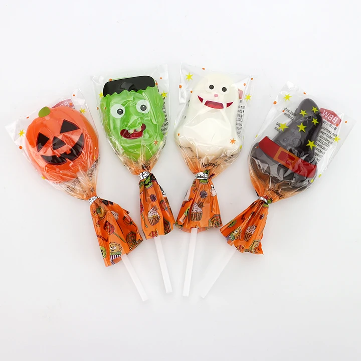 Halloween candy cartoon pumpkin ghost shapes lollipop sweet candy