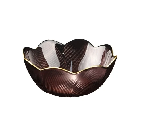 Modern Flowing Firefly Painted Gold Glass Bowl Household High Beauty Salad Bowl Irregular Dessert Bowl