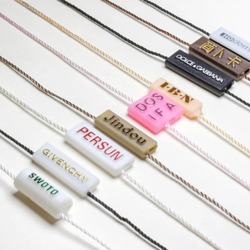 Custom plastic seal hang tag string custom jewelry tags