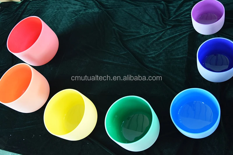 Бесплатная чакра из мальлета Набор цветных Поющая чаши 432 Гц градиентные цвета 7 шт. из 6-12 дюймов хрустальные поющие чаши f