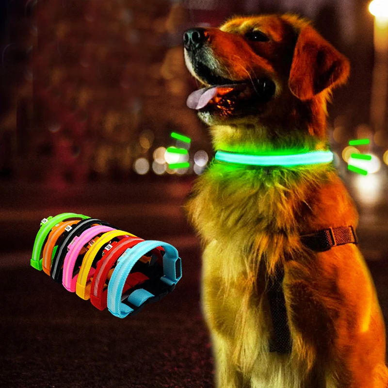 2023 LED light dog pet collar made in China adjustable night light pet dog cat dog safety light flash necklace pet supplies