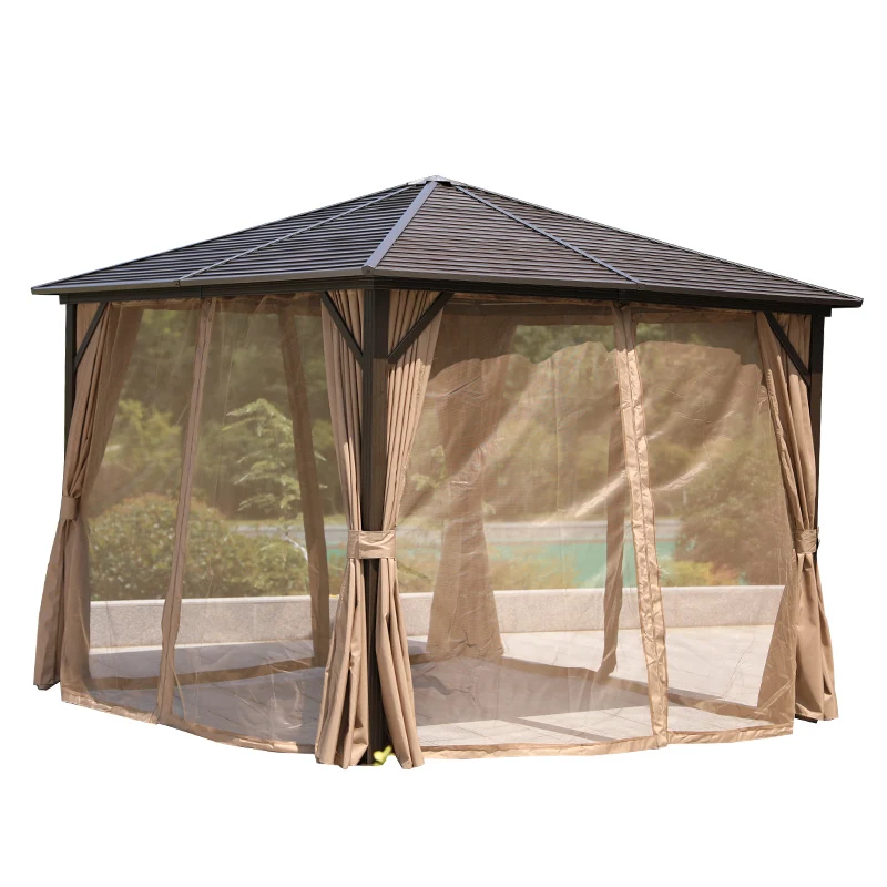  Outdoor furniture Cheap Customized high-end aluminium black brown gazebo pergola