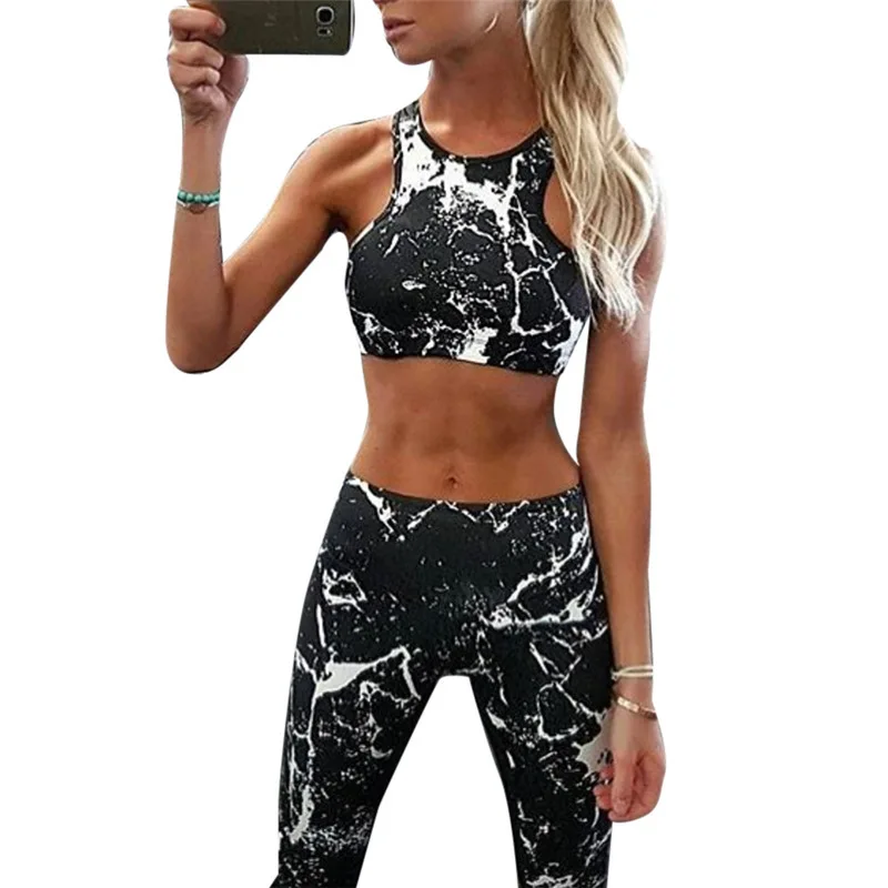2021 new style 3D printed yoga sets gym out fit leggings pants thunder bra ladies sport fitness sets for women