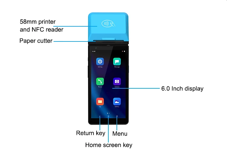 Умный мобильный 4G Wi-Fi портативный POS-терминал EFTPOS NFC с принтером и кардридером Z500