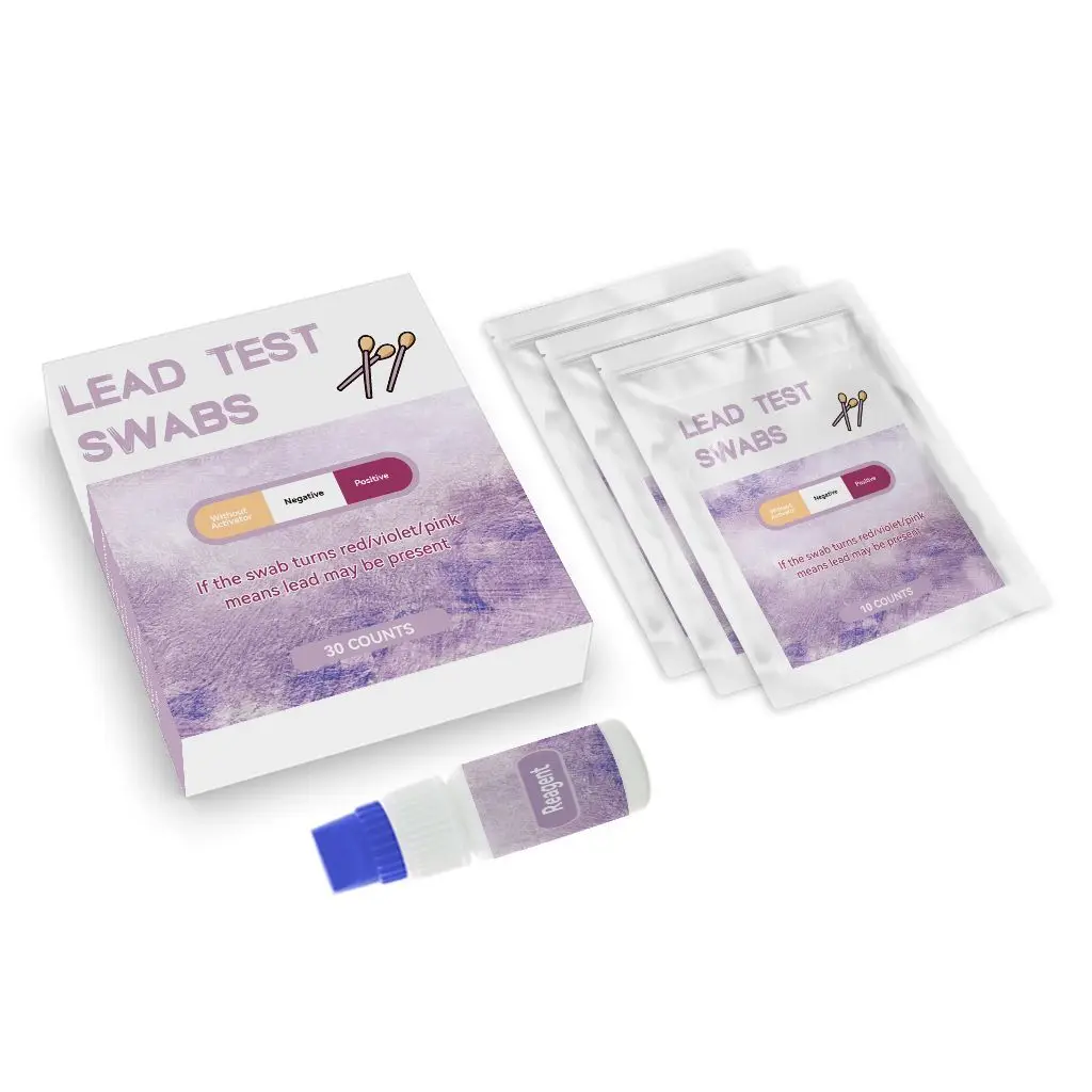 Lead Test Swab Kit (10 Pcs Lead Testing Swabs in Sealable Bag) 30-Second Results by Using Water Only. Lead Test Strips