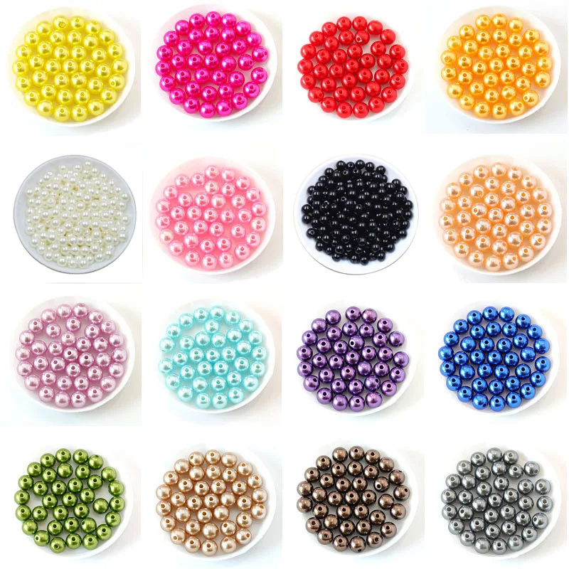 100pcs/bag With Hole ABS Imitation Pearl Beads 4/6/8/10/12MM Round Plastic Acrylic Spacer Bead for DIY Jewelry Making Findings_1