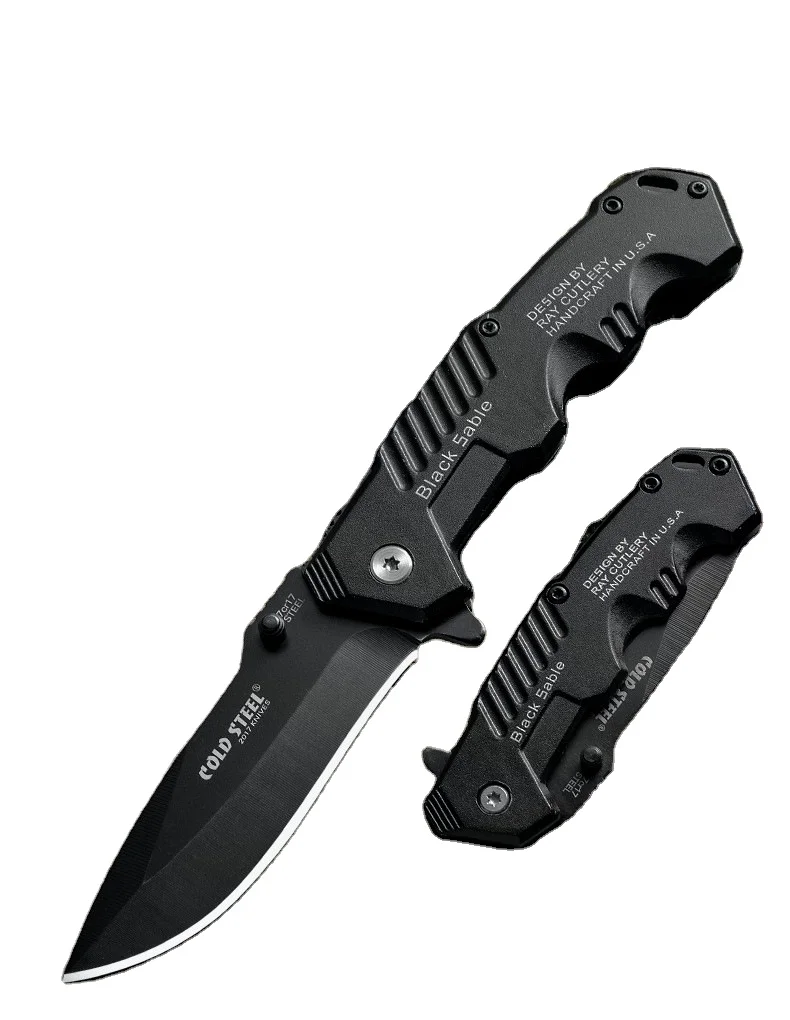 High Quality 3Cr13Mov Stainless Steel Folding Knife with Custom Black Aluminum Handle Pocket Outdoor Survival Hunting Camping