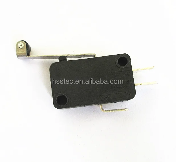 All black micro switch KW7-2 V-156-1C25 copper point 5A250V with roller lever 3 feet