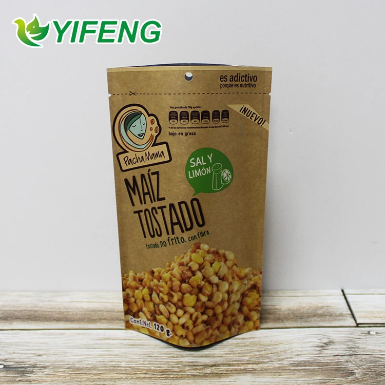 Washable Wholesale White With Handle Twisted Zipper Top Flat Pouch Window Kraft Paper Bag