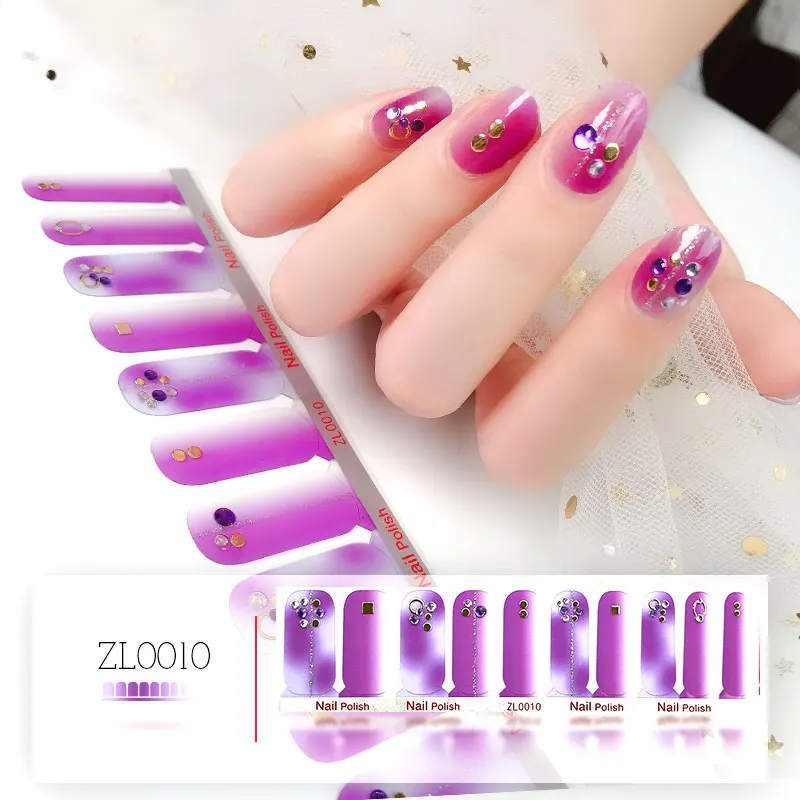 Dropshipping Colorful Design nail art polish strips Nail supplies Pegatinas Para Unas Real Gel Strips/Nail Wrap