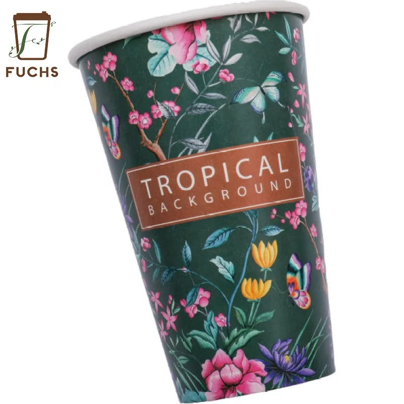 3/4/7/8/9/12/16 oz Customized Logo Eco-friendly PE Coating Paper Cup Disposable Coffee Cups With Lid