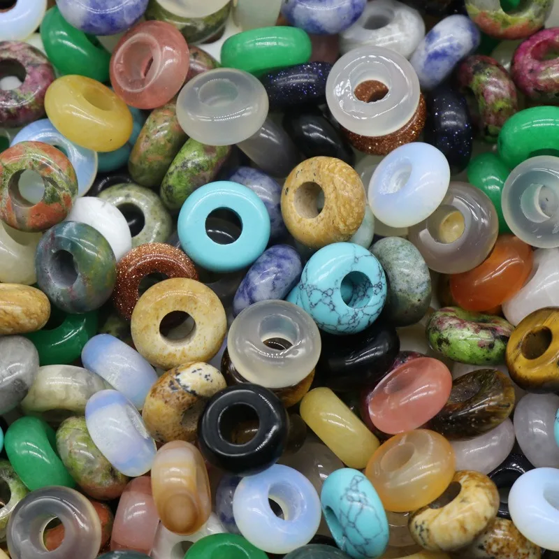 5*10mm Circle Natural Stone Beads With 4mm Hole Crystal Agate Jade Large Hole Beads For Jewelry DIY Bracelet Wholesale