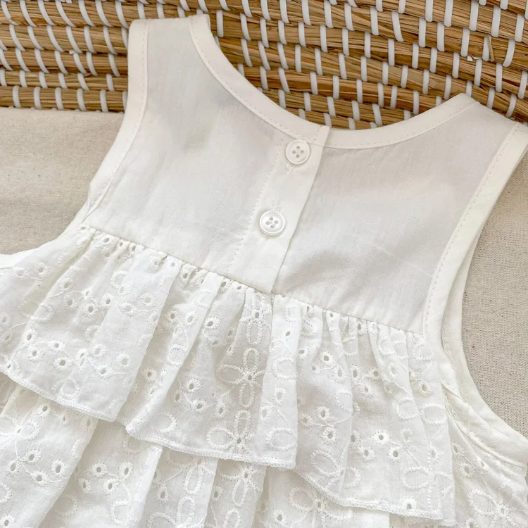 Autumn Baby Rompers Versatile Solid Color Lace Wrap Vest Thin Buttocks Support Knitted Outfit One Year Old Crawling