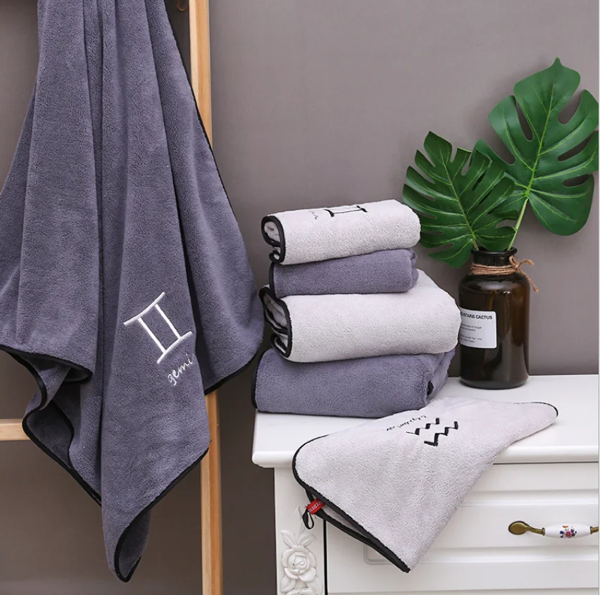 Manufacturer microfiber thickened face towel design hand bath towel gift set absorbent washcloth with embroidery custom logo