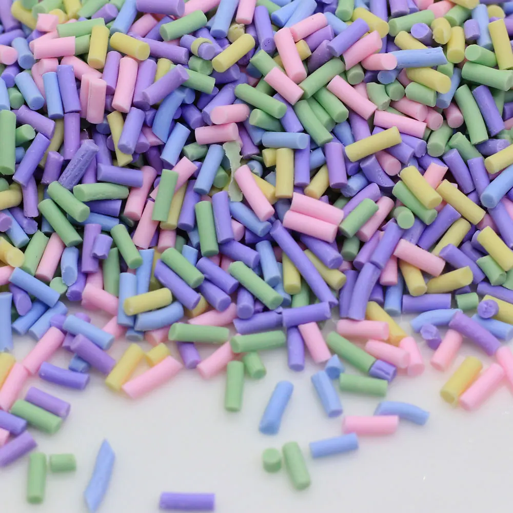 
New 500g Long Cylindrical Polymer Hot Soft Clay Sprinkles Colorful For DIY Crafts Tiny Cute Plastici Accessories 