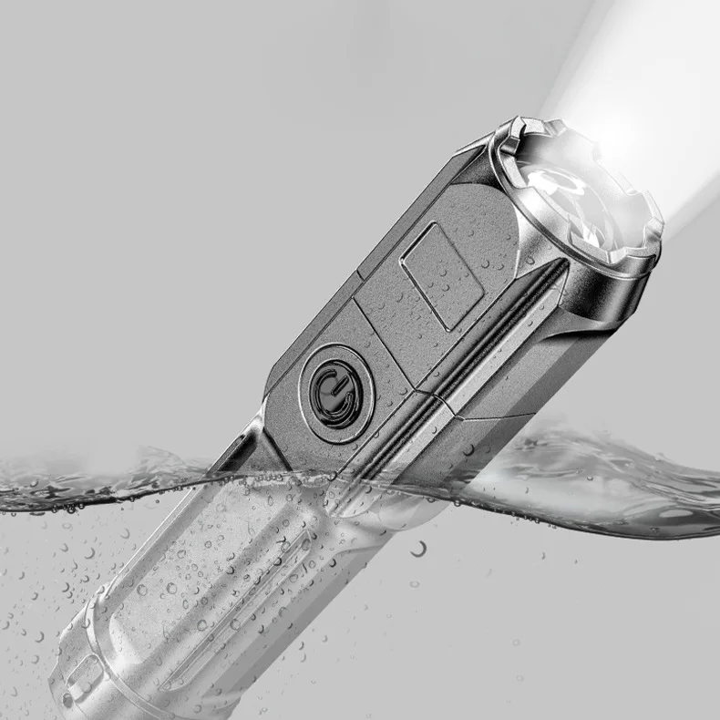 Wholesale Laser Logo Small Portable XPE USB Rechargeable LED Flashlights Torches Zoom Flashlight