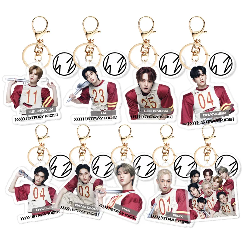Creative design  Korea kpop boys group Stray Kids  acrylic Idol model key chain gift