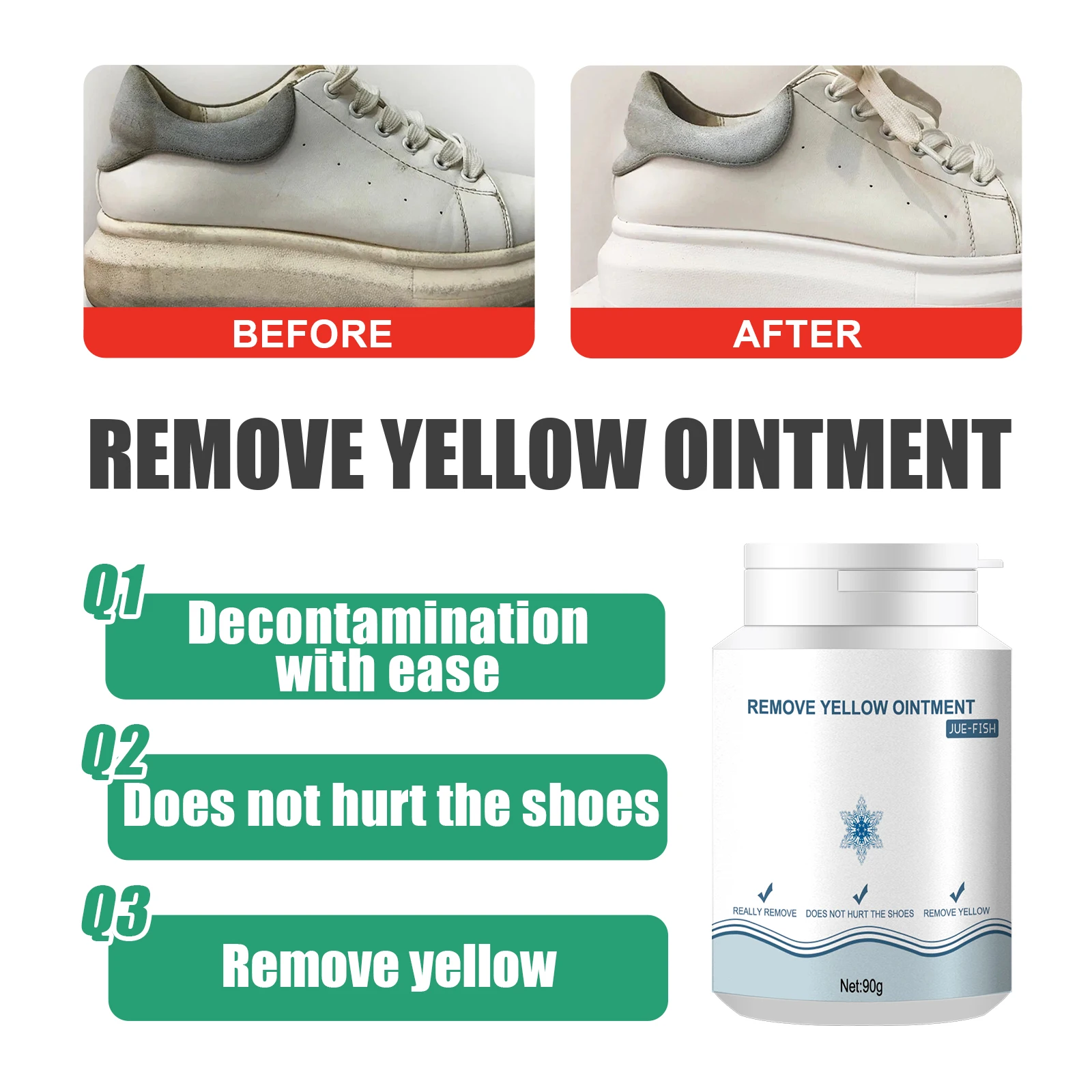 Jue-fish Sport Shoe Cleaner Remove Yellow Shoes Cleaner Set Effective Cleaning Products For Shoes
